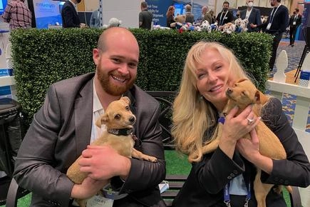 Puppies at a Trade Show? Genius!!